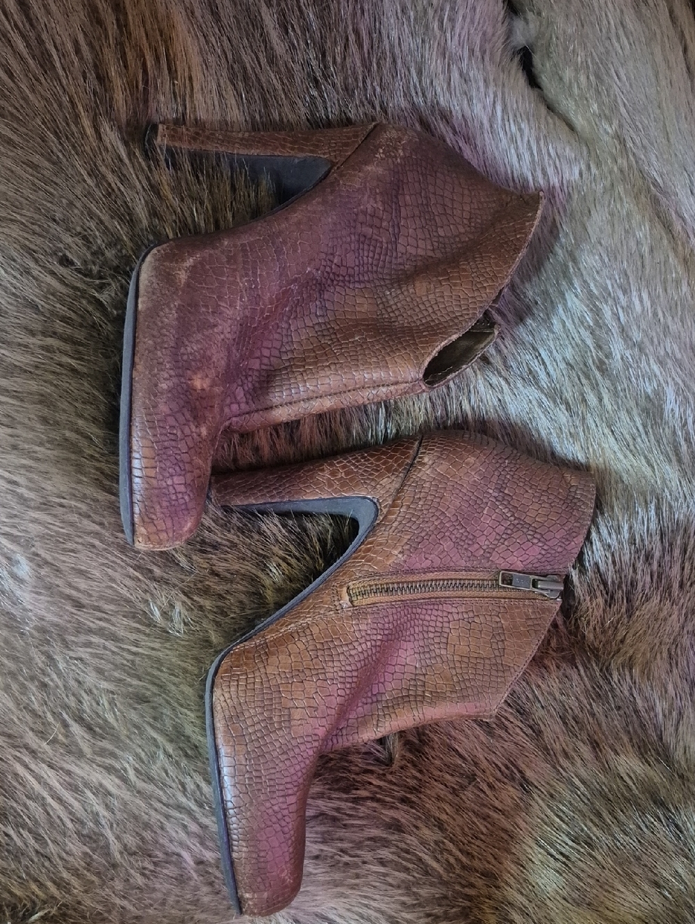 Jessica Simpson Brown Textured High Heel Ankle Booties